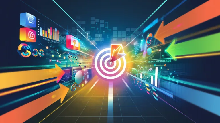Digital marketing strategy with target and arrows