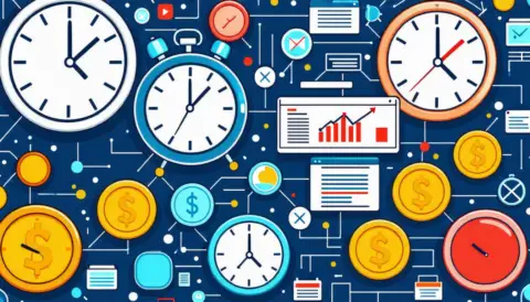 Time management and financial productivity concept.
