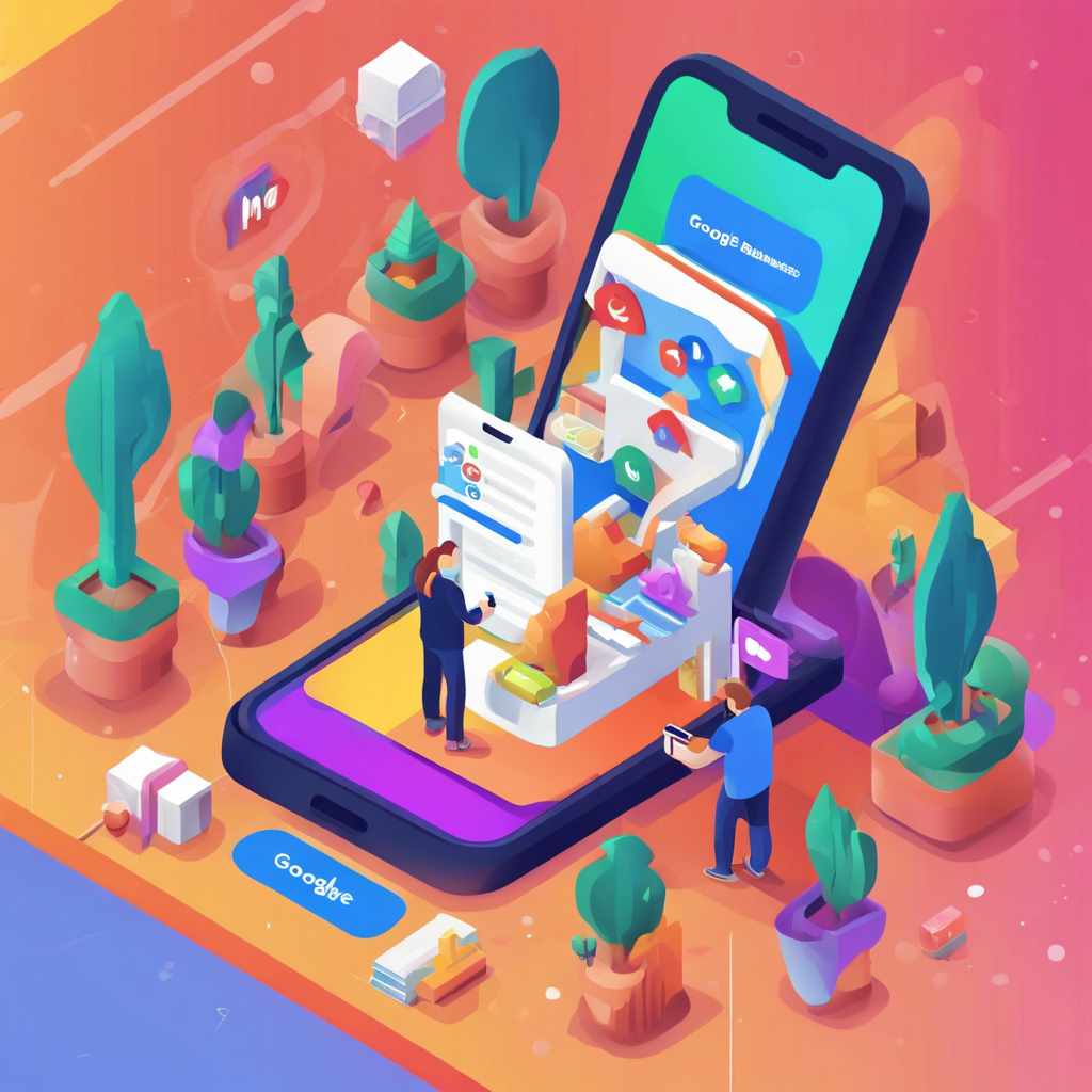 Isometric smartphone with apps and miniature people illustration.