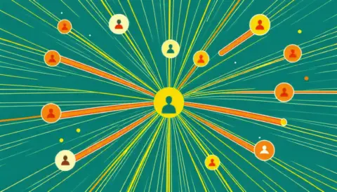 Connected network of people icons