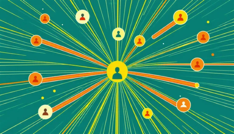 Connected network of people icons