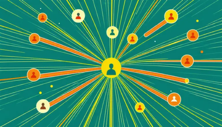 Connected network of people icons