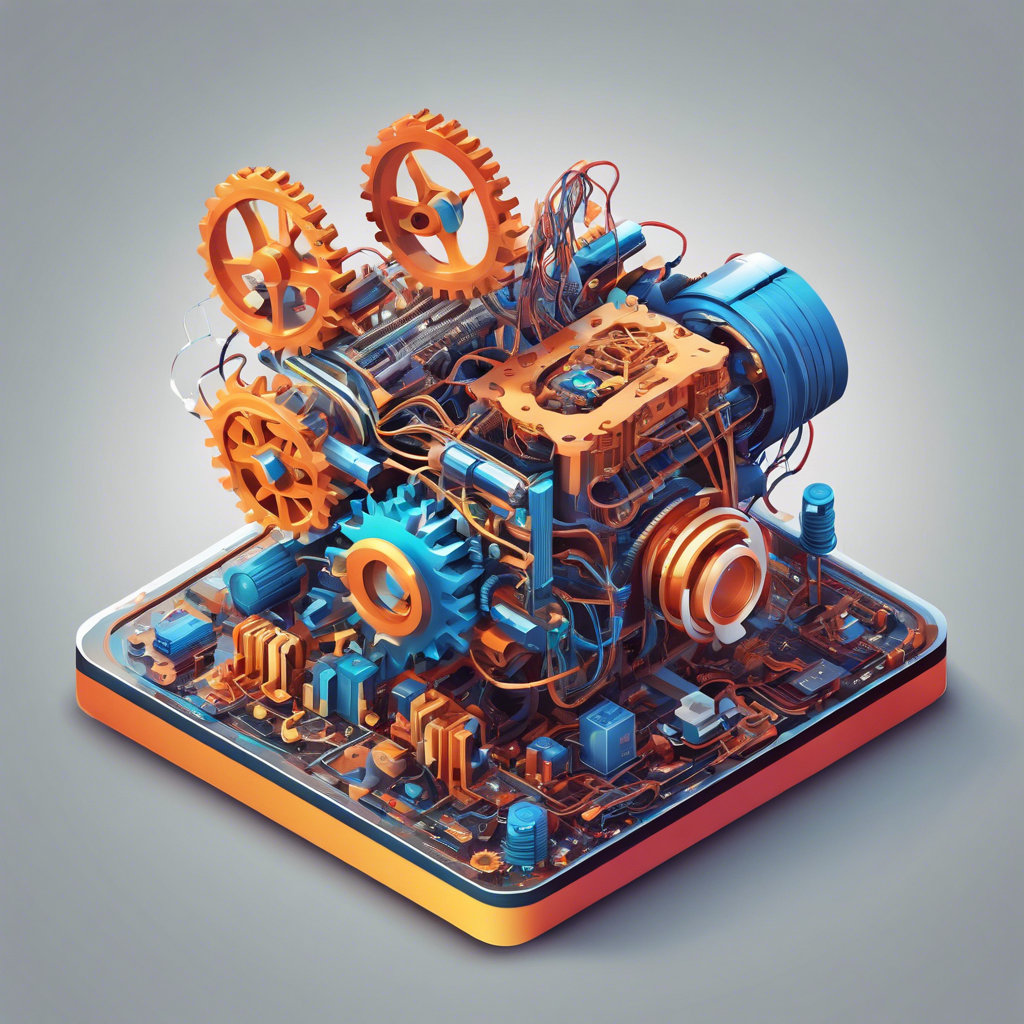 Detailed 3D mechanical parts illustration
