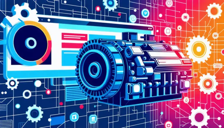 Digital engine representing online technology advancement