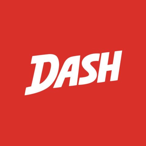 Dash Media logo on a red background