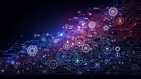 Futuristic digital technology circuit board background