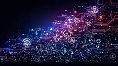 Futuristic digital technology circuit board background