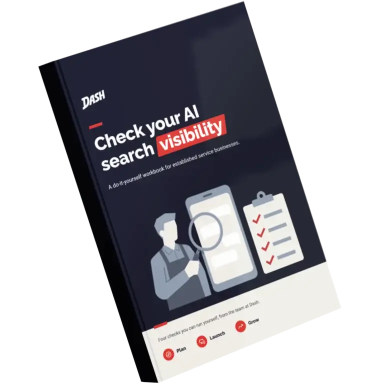Dash workbook cover for checking AI search visibility