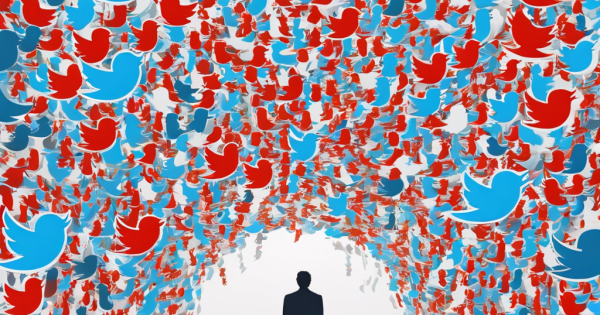 Person surrounded by overwhelming flock of social media icons.