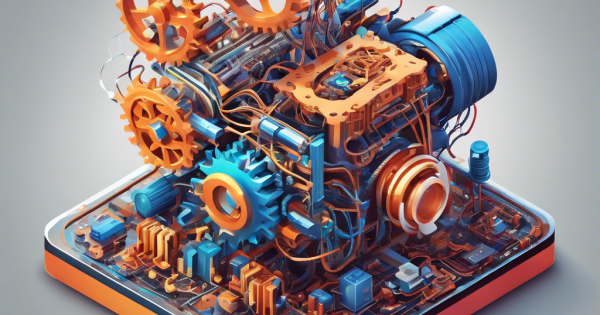 Detailed 3D mechanical parts illustration