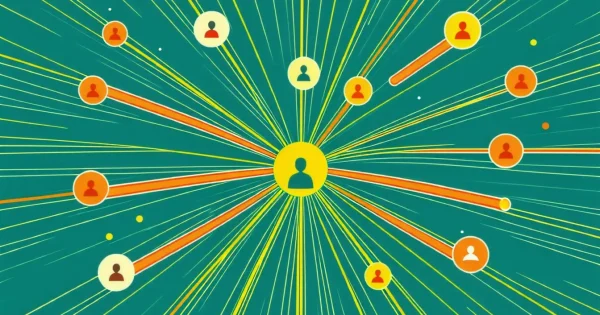 Connected network of people icons
