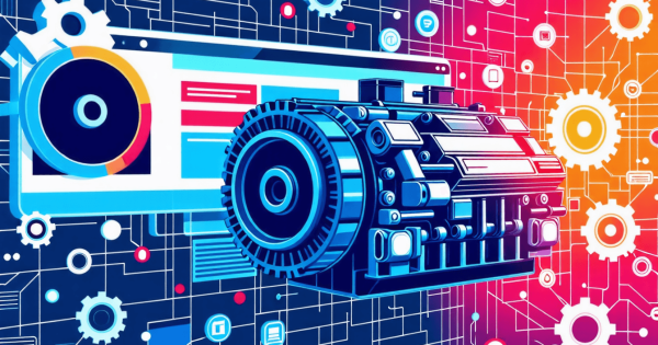 Digital engine representing online technology advancement